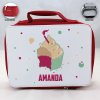 Personalized Cupcake Theme - Red School Lunch Box for kids