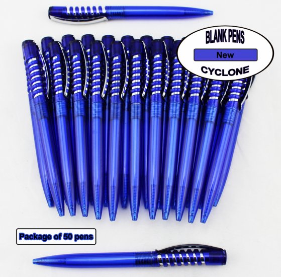 Cyclone Pen -Blue Body and Silver Accent- Blanks - 50pkg - Click Image to Close