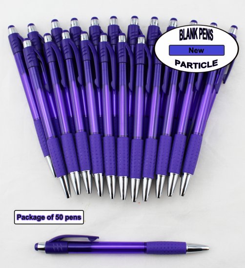 Particle Pen -Purple Body, Clicker and Grip- Blanks - 50pkg - Click Image to Close