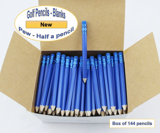 ezpencils - 144 Sea Blue Golf Pencils with Eraser - Click Image to Close