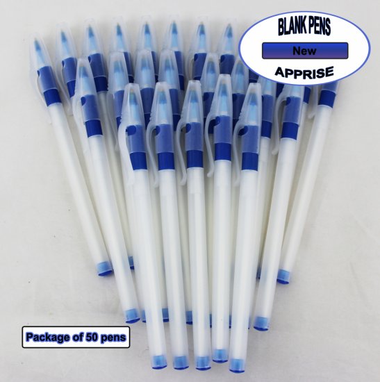 Apprise Pens - Plastic Body with Blue Accents - Blanks - 50pkg - Click Image to Close