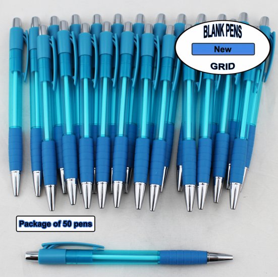Grid Pen - Clear Light Blue Body with Grid Grip - Blanks - 50pkg - Click Image to Close