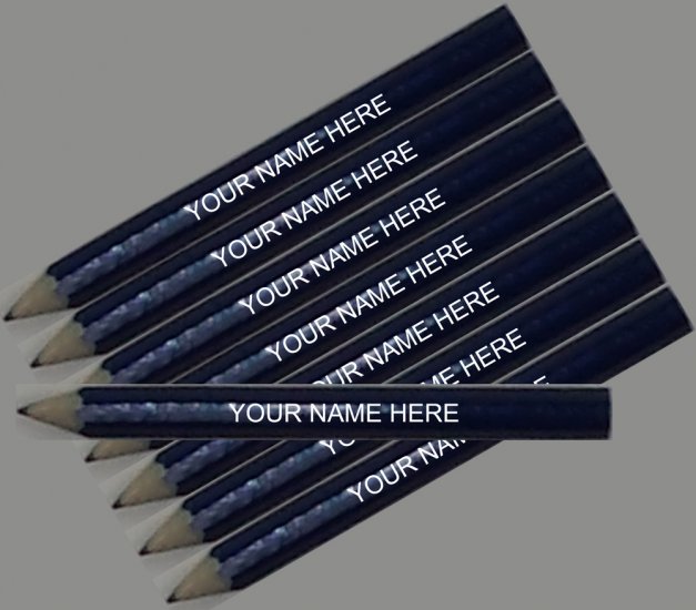 ezpencils - 24 pkg Personalized Hexagon Royal Blue Golf Pencils - Click Image to Close