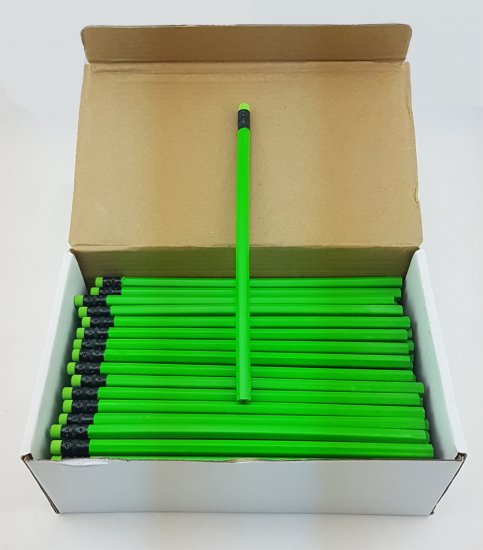 ezpencils - 144 Neon Green Hex Pencils - Non-Personalized - Click Image to Close