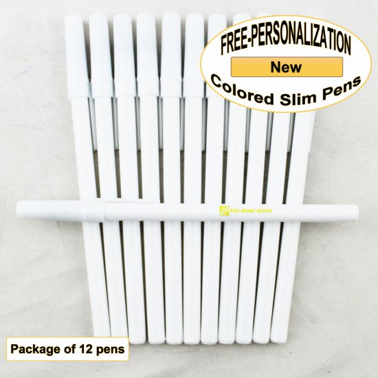 Colored Slim, White Body, Cap and Accents, 12 pkg - Custom Image - Click Image to Close