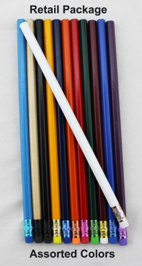 ezpencils - 12 pkg. Blank Hexagon Pencils - Assorted Colors - Click Image to Close