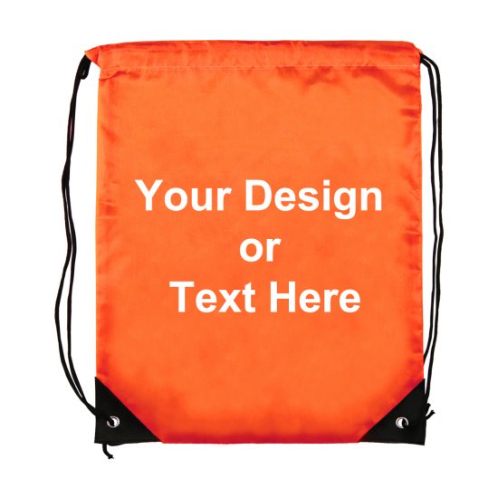 ezpencils, Drawstring Bags-Custom Image and/or Text- Orange - Click Image to Close
