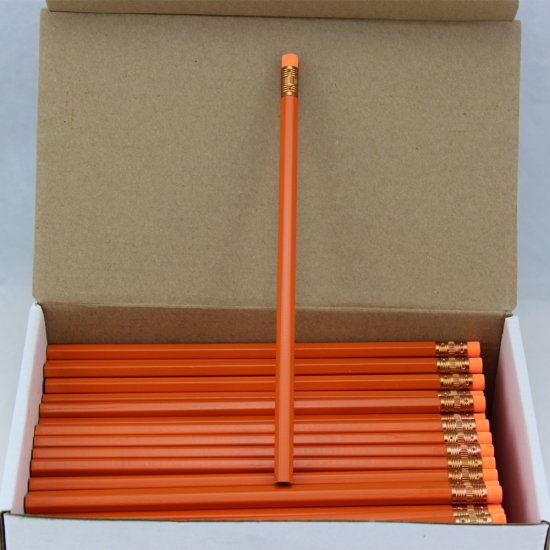 ezpencils - 144 Orange Hex Pencils - Non-Personalized - Click Image to Close