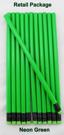 ezpencils - 12 pkg. Blank Hexagon Pencils - Neon Green - Click Image to Close