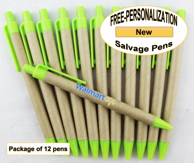 Salvage Pen, Cardboard Body, Green Accents 12 pkg - Custom Image - Click Image to Close