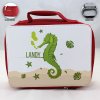 Personalized Sea Horse Theme - Red School Lunch Box for kids