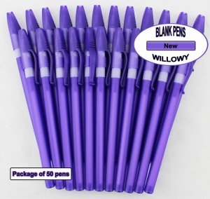 Willowy Pens-Purple Body & white Silicone Gripper-Blanks-50pkg