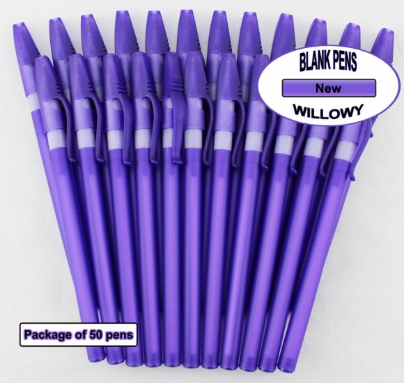 Willowy Pens-Purple Body & white Silicone Gripper-Blanks-50pkg - Click Image to Close