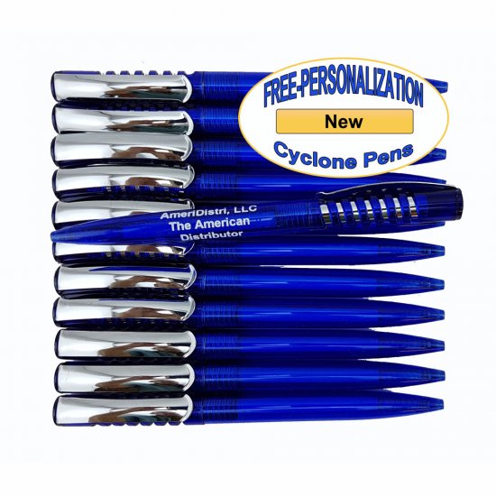 Blue Body - Silver Accents - Cyclone Pens - 12 pkg. - Click Image to Close