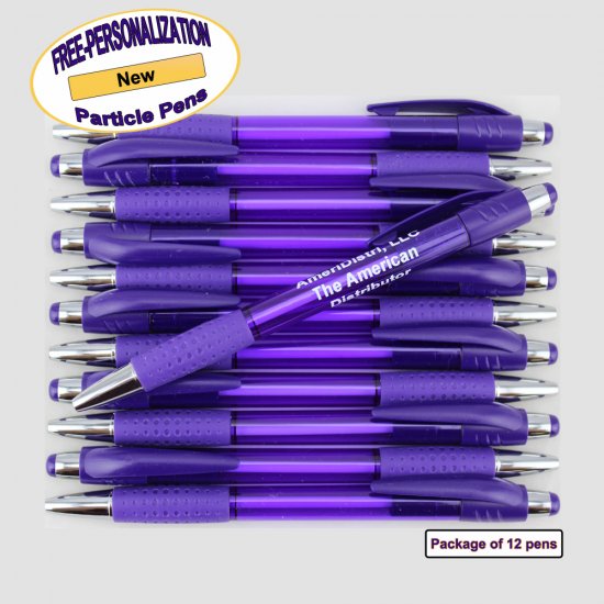 Personalized Particle Pen, Purple Body and Accents 12 pkg - Click Image to Close