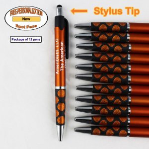 Elegant Tip and Stylus Click - Solid Orange Body & Spotted Grip