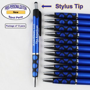 Elegant Tip and Stylus Click - Solid Blue Body & Spotted Grip