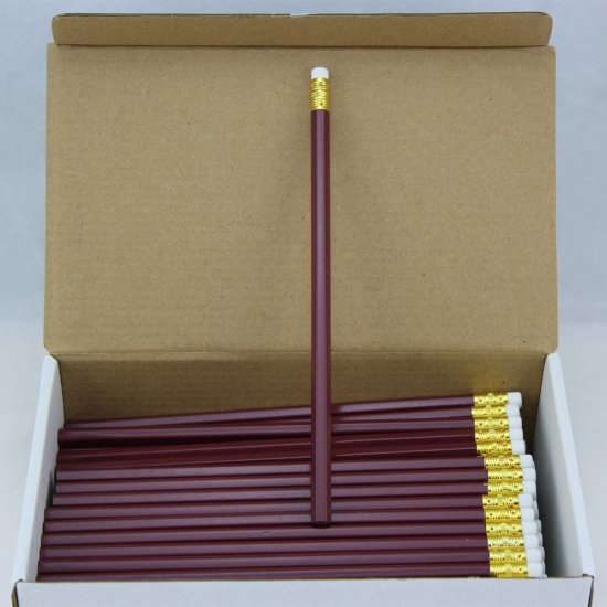 ezpencils - 144 Maroon Hex Pencils - Non-Personalized - Click Image to Close