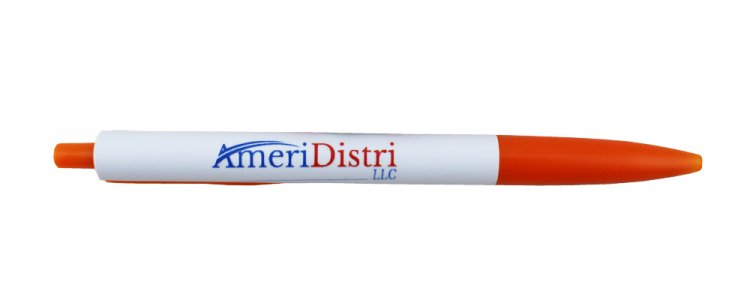 Breeze Pen, White Body with Orange Accents 12 pkg - Custom Image - Click Image to Close
