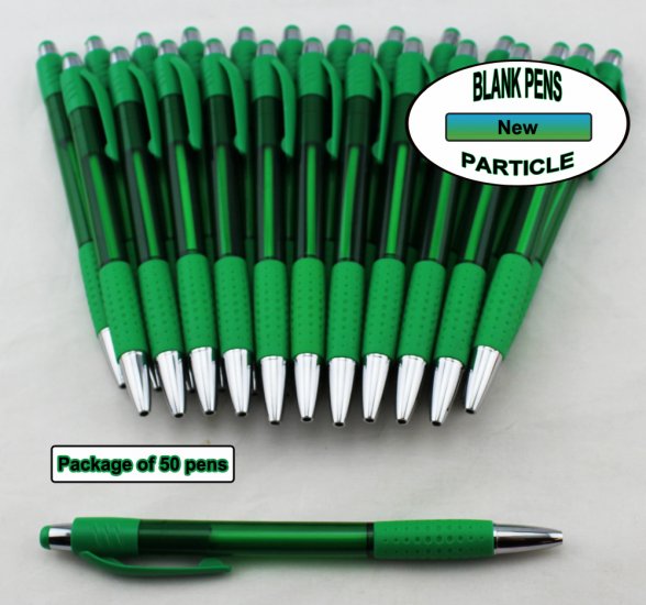 Particle Pen - Green Body, Clicker and Grip - Blanks - 50pkg - Click Image to Close