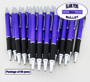 Bullet Pens - Purple Body and Silver Accents - Blanks - 50pkg