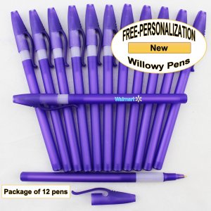 Willowy Pen, Purple Body, White Gripper, 12pkg - Custom Image