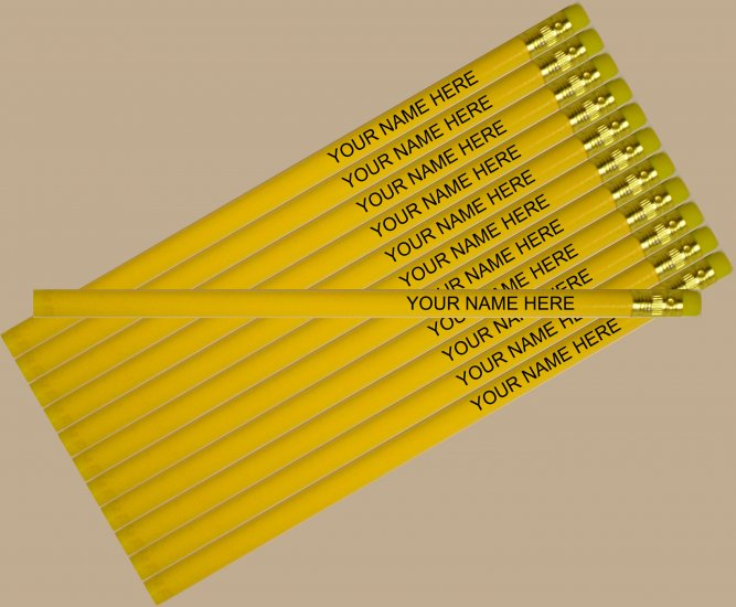 ezpencils - Personalized Light Yellow Round Pencil - 12 pkg - Click Image to Close