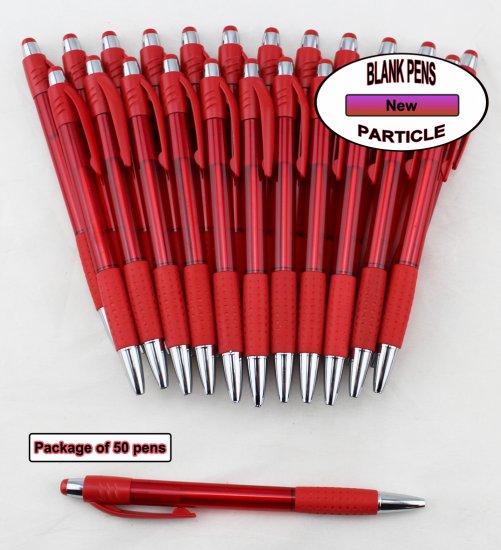 Particle Pen -Red Body, Clicker and Grip- Blanks - 50pkg - Click Image to Close