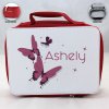 Personalized Butterfly Theme - Red School Lunch Box for kids