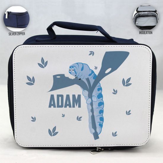 Personalized Butterfly Theme - Blue School Lunch Box for kids - Click Image to Close