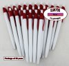 Clipper Pens - White Body with Red Clip - Blanks - 50pkg