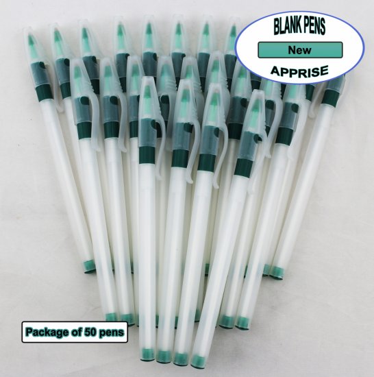 Apprise Pens - Plastic Body with Green Accents - Blanks - 50pkg - Click Image to Close