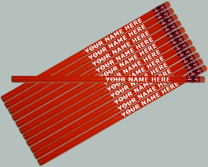 ezpencils - Personalized Red Hexagon Pencils - 12 pk - Click Image to Close