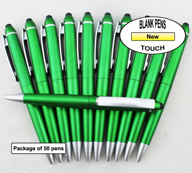 Touch Pen - Green Body, Silver Accents - Blanks - 50pkg - Click Image to Close