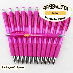 Particle Pen, Clear Pink Body & Grip, 12 pkg-Custom Image