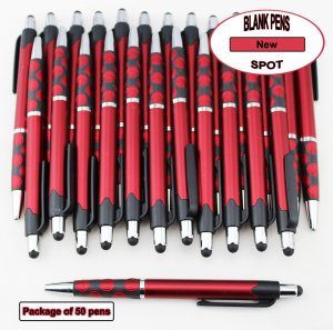 Spot Pen-Silver Accents, Red Body & Spotted Grip-Blanks-50pkg