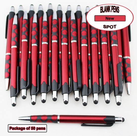 Spot Pen-Silver Accents, Red Body & Spotted Grip-Blanks-50pkg - Click Image to Close