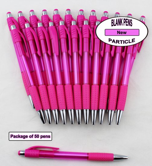 Particle Pen -Pink Body, Clicker and Grip- Blanks - 50pkg - Click Image to Close
