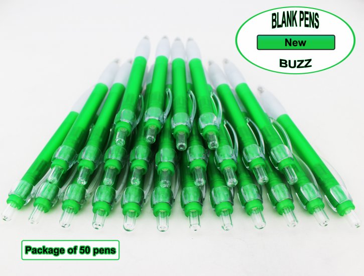 Buzz Pens - Green Body with a White Grip - Blanks - 50pkg - Click Image to Close