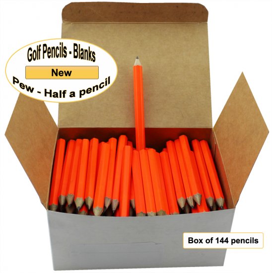 ezpencils -144 Neon Orange Golf Without Eraser- Blank Pencils - Click Image to Close