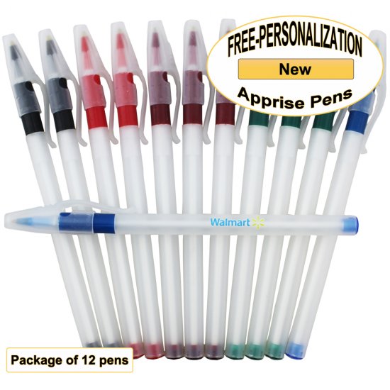Apprise Pen, Translucent Body Assorted Grip 12pkg - Custom Image - Click Image to Close