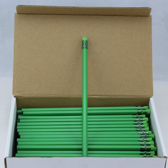 ezpencils - 144 Light Green Pencils with Green Ferrule & Eraser - Click Image to Close