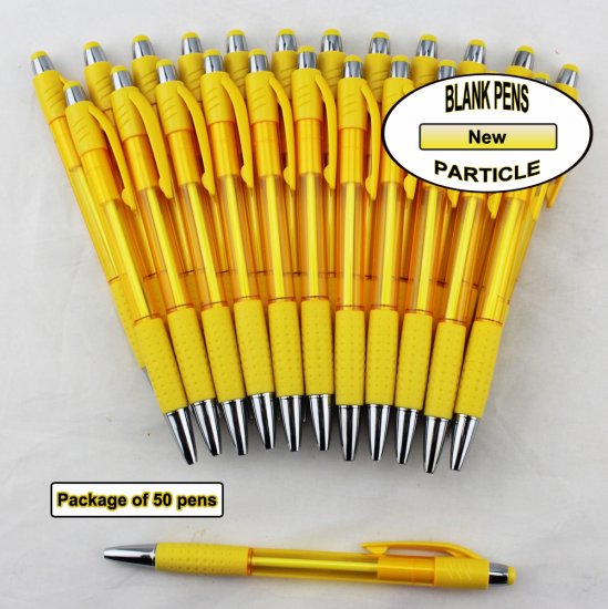 Particle Pen -Yellow Body, Clicker and Grip- Blanks - 50pkg - Click Image to Close
