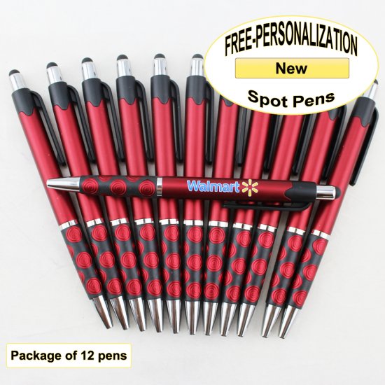 Spot Pen, Silver/Black Accents, Red Body, 12 pkg-Custom Image - Click Image to Close
