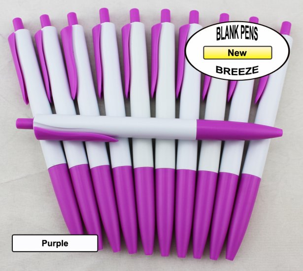 Breeze Pens - White Body with Purple Accents - Blanks - 50pkg - Click Image to Close