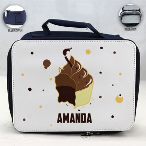 Personalized Cupcake Theme - Blue School Lunch Box for kids