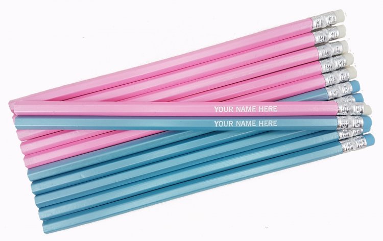 ezpencils - Personalized Pearl Blue & Pearl Pink Hexagon - 12 - Click Image to Close