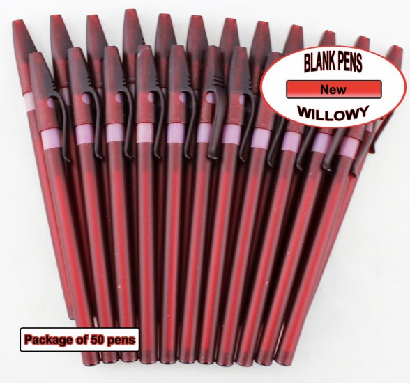 Willowy Pens-Burgundy Body & white Silicone Gripper-Blanks-50pkg - Click Image to Close