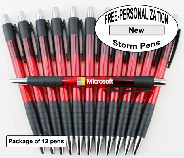Storm Pen, Black Accents, Purple Body, 12 pkg-Custom Image - Click Image to Close