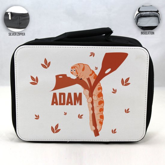 Personalized Caterpillar Theme -Black School Lunch Box for kids - Click Image to Close